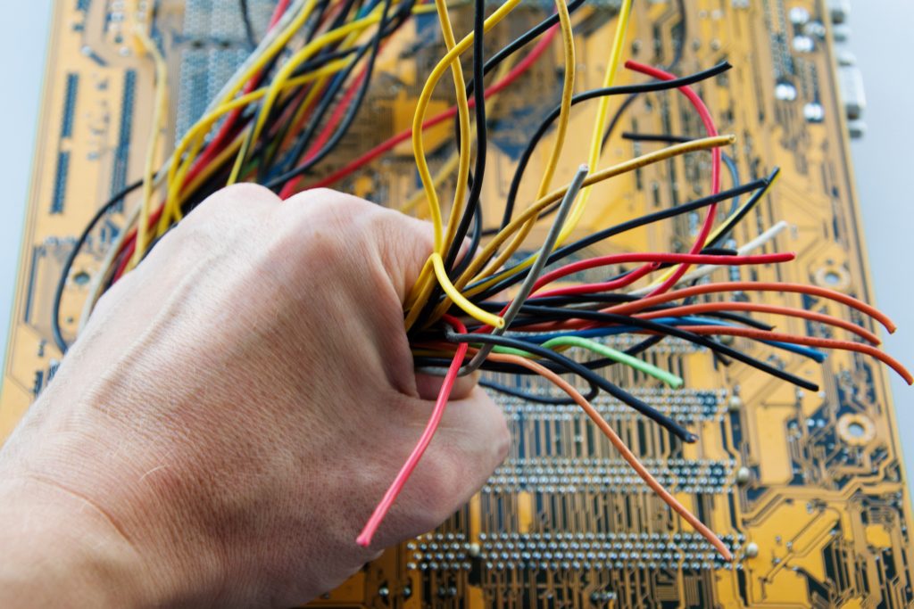 electric wires PCB motherboard